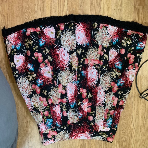 prairie boho midi skirt with black floral, XL - Picture 2 of 5